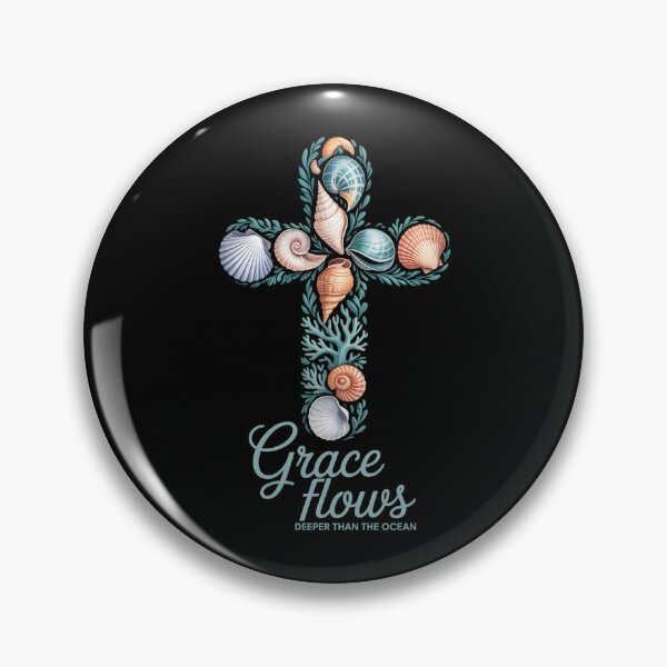 Item preview, Grace Flows Deeper Than Ocean Seashell Jesus Cross Christian designed and sold by tiemacopaxer.