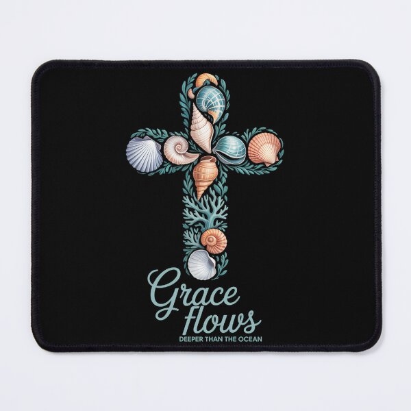 Item preview, Grace Flows Deeper Than Ocean Seashell Jesus Cross Christian designed and sold by tiemacopaxer.