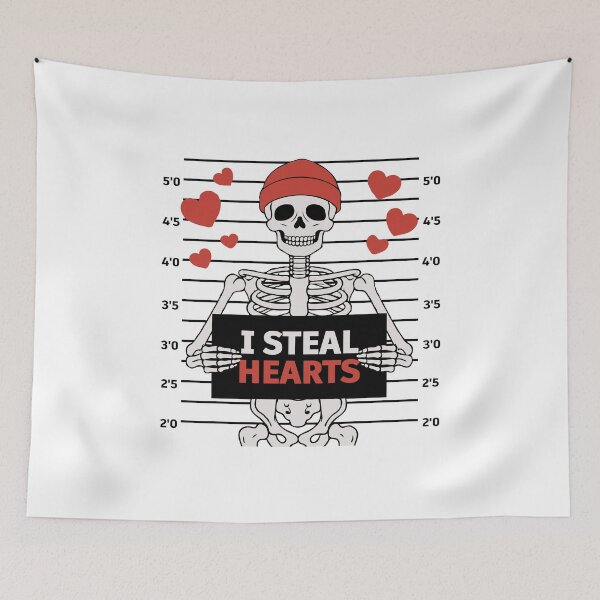 Item preview, I Steal Hearts Skeleton – Funny Cute Skull Valentine’s Day Love Design designed and sold by BrainBubbleArt.