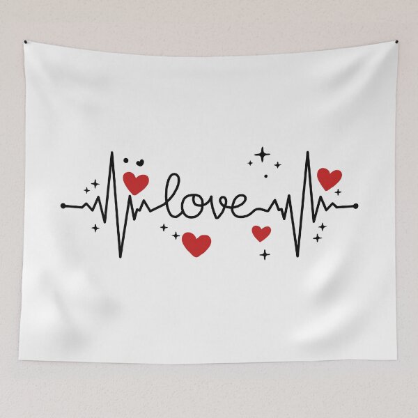 Item preview, Love Heartbeat ECG Line with Red Hearts – Romantic Pulse Art for Couples, Nurses, Doctors & Valentine’s Day Gifts designed and sold by BrainBubbleArt.