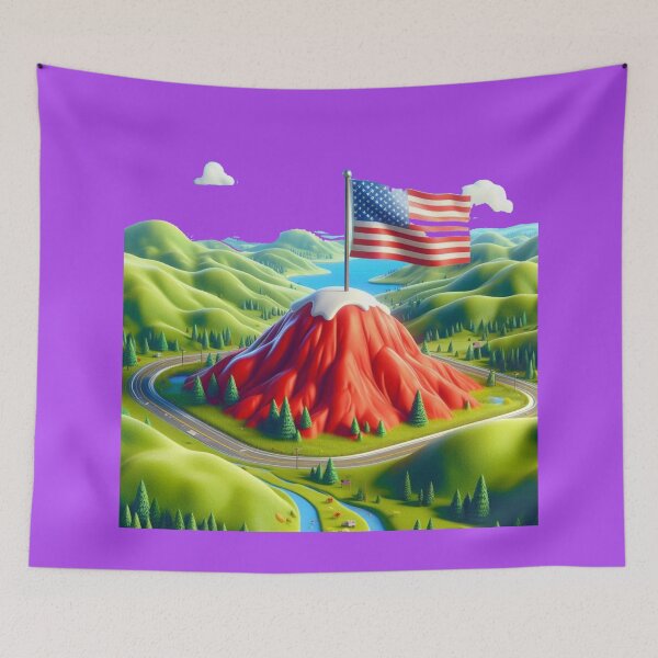 Item preview, 3D Scenic View of Red Hill USA – The Most Beautiful Landscape Label with American Flag,  designed and sold by PaintMeWorld.
