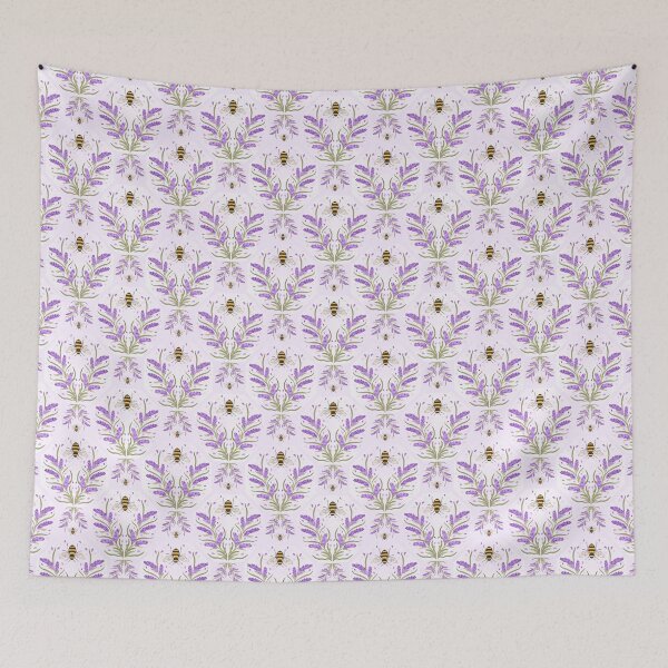 Item preview, Bees and Lavender Floral Artwork in Light Pink designed and sold by NoemiMarozsan.