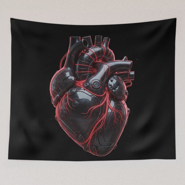 Item preview, Anatomical Mechanical Heart Obsidian Metal Cyberpunk Biomechanical Sci-Fi Art designed and sold by FUIRY .
