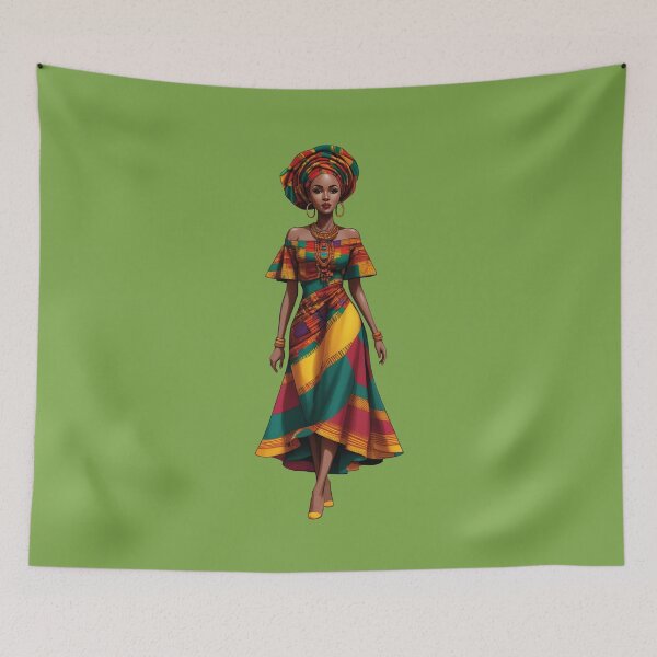 Item preview, Stylish African Lady in Colorful Ankara Gown designed and sold by MammothArt.