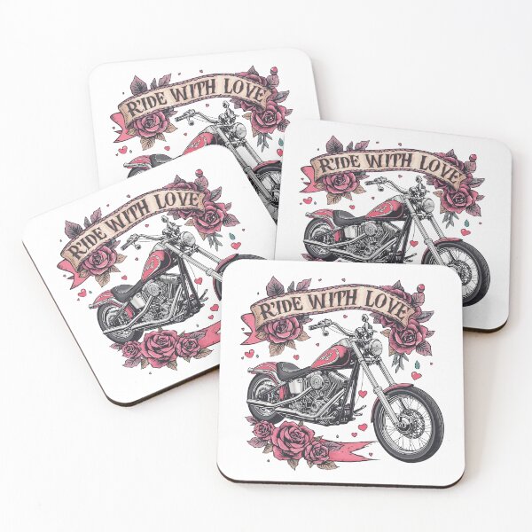 Item preview, Harley Motorcycle with Roses – Ride with Love Valentine Design designed and sold by TwoWheels-shop.