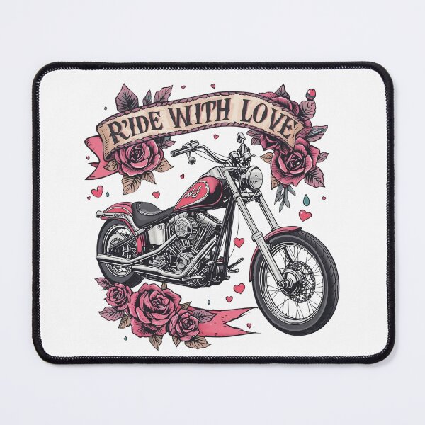 Item preview, Harley Motorcycle with Roses – Ride with Love Valentine Design designed and sold by TwoWheels-shop.