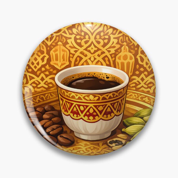 Item preview, Arabic Coffee Traditional Cup with Cardamom & Beans – Middle Eastern Coffee Art designed and sold by KivaroArt.