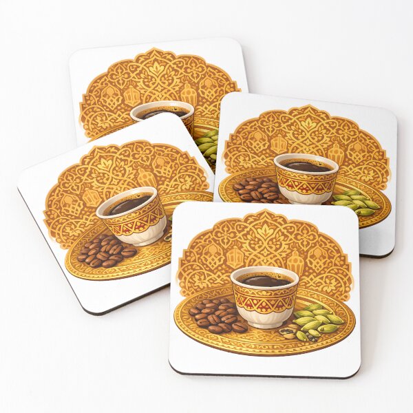 Item preview, Arabic Coffee Traditional Cup with Cardamom & Beans – Middle Eastern Coffee Art designed and sold by KivaroArt.
