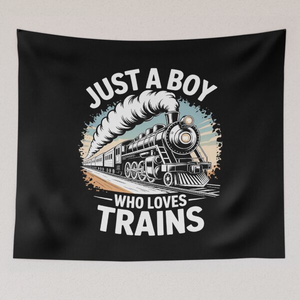 Item preview, Just A Boy Who Loves Trains Railroad Model Train Locomotive designed and sold by FadeOfThrone.