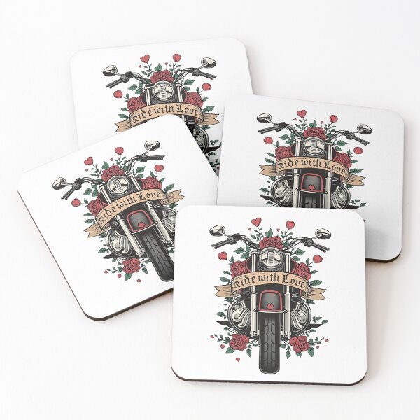 Item preview, Harley Motorcycle with Roses – Ride with Love Valentine Design designed and sold by TwoWheels-shop.