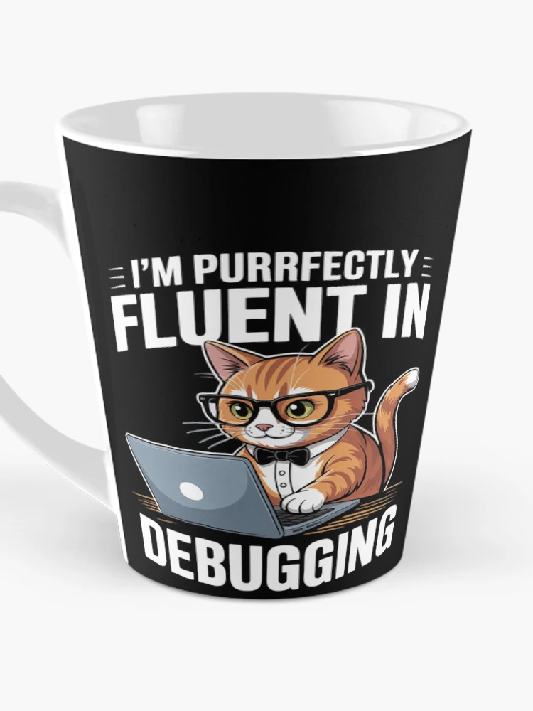 Thumbnail 3 of 4, Coffee Mug, Programmer Debugging - Software Engineer Coder Coding Cat designed and sold by MarryIsMonth.