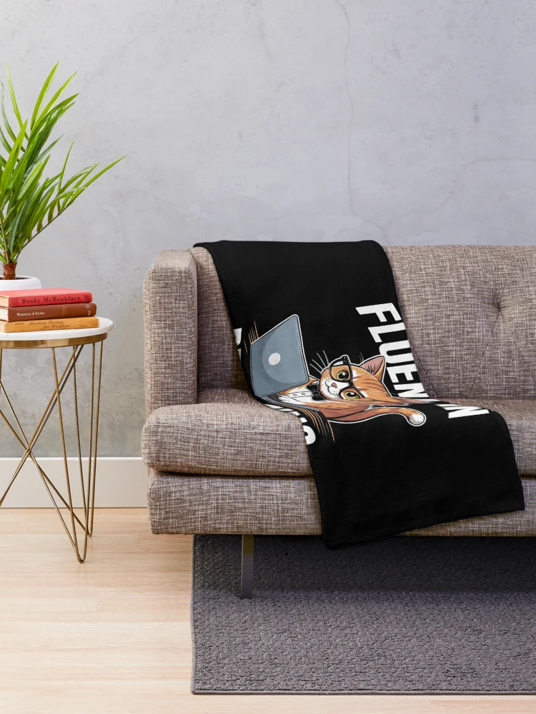 Thumbnail 2 of 6, Throw Blanket, Programmer Debugging - Software Engineer Coder Coding Cat designed and sold by MarryIsMonth.
