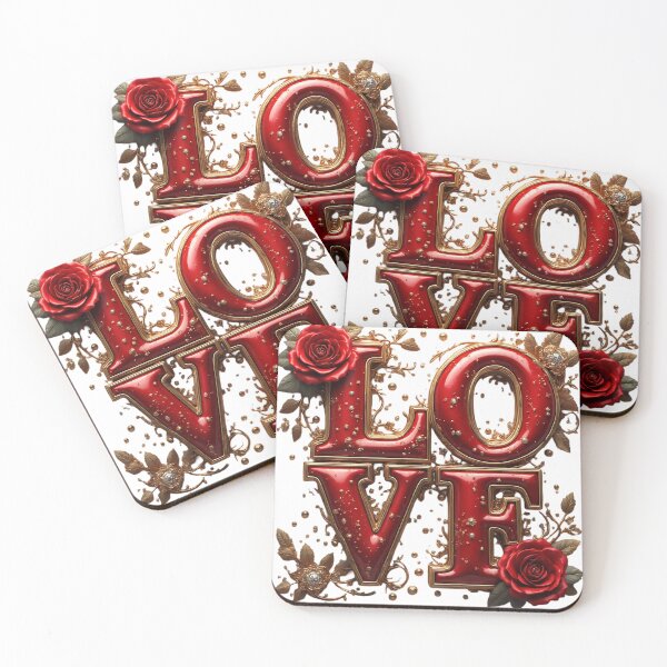 Item preview,  Luxury 3D Red Enamel Love Typography designed and sold by newvisionart191.