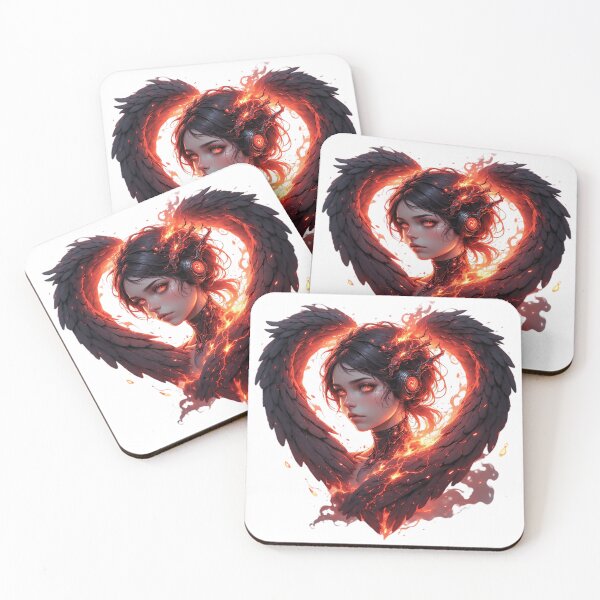 Item preview, Fiery Cyberpunk Angel with Winged Heart designed and sold by newvisionart191.