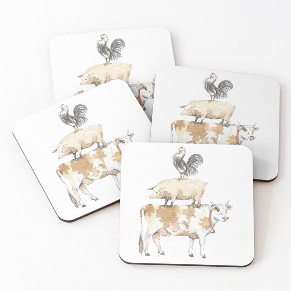 Item preview, cow pig chicken designed and sold by captcarol.