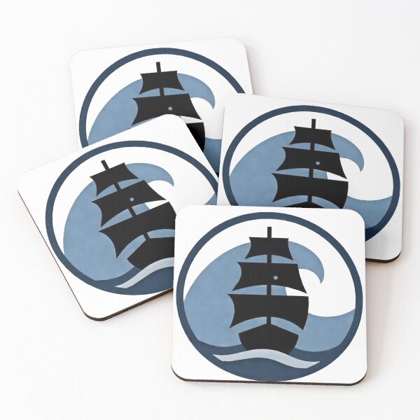 Item preview, Black Ship & Blue Waves Nautical Emblem designed and sold by octozap.