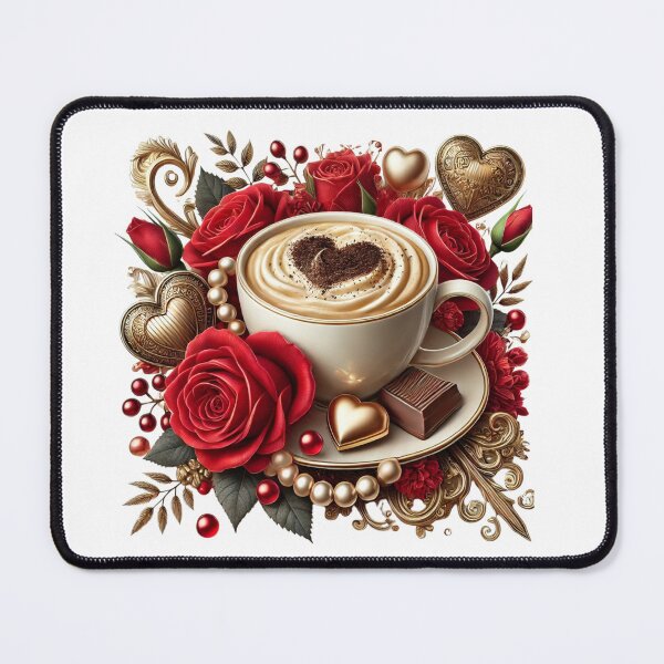 Item preview, Luxury Valentine Coffee Cup with Red Roses and Hearts – Romantic Café Art designed and sold by Lulunza.