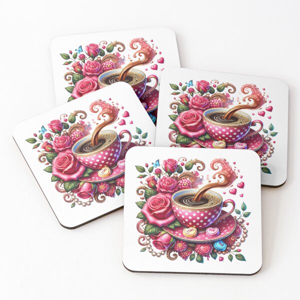 Item preview, Heart Latte Art Coffee with Red Roses – Valentine’s Day Coffee Illustration designed and sold by Lulunza.