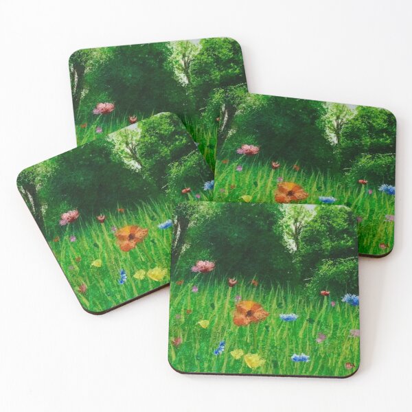 Item preview, Flowers in long grass with trees and bushes in background  designed and sold by Gillina Cook.