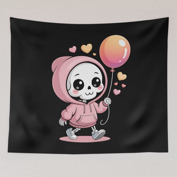 Item preview, Cute Skeleton Holding Balloon Spooky Valentine's Day Horror  designed and sold by clothesy7.