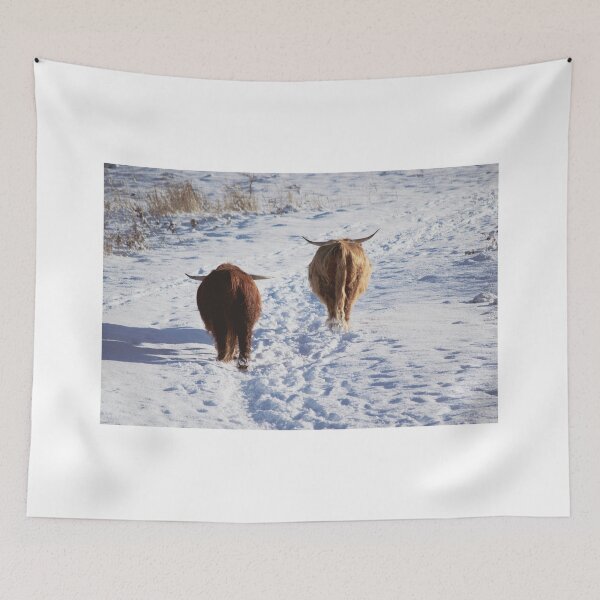 Item preview, Highlander cows walking in the snow designed and sold by Vanja Rosenthal.