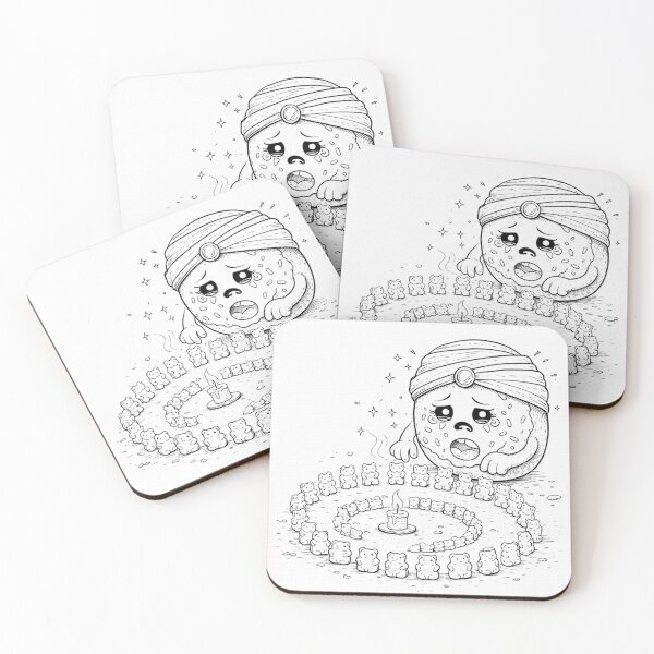 Item preview, Gummy Bear Ritual Circle – Funny Witchy Candy Cartoon Line Art designed and sold by ComedyInkFactor.