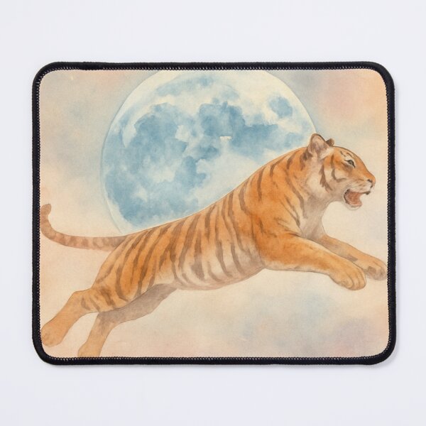 Item preview, Surreal tigers for fans of cats, both large and small, against the background of a blue moon. designed and sold by Knock on my door.