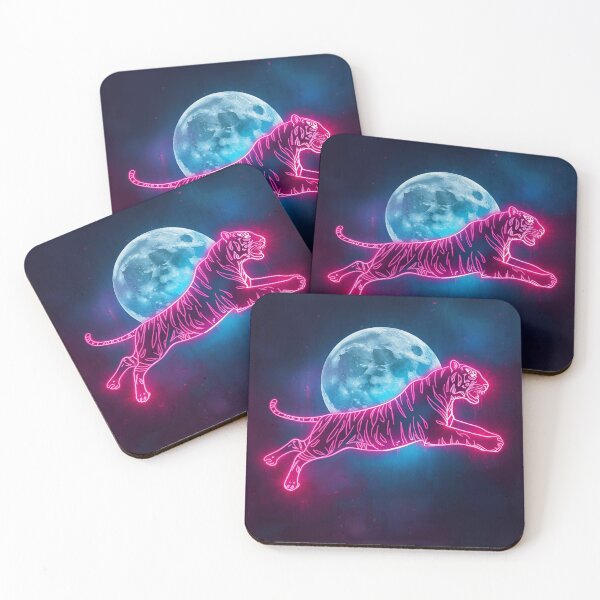 Item preview, The tiger leaps, pink against the cold blue moon. designed and sold by Knock on my door.