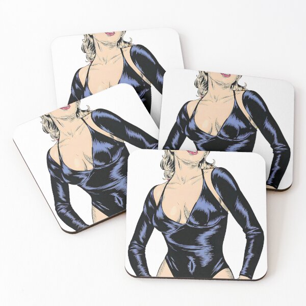 Item preview, Blonde woman in black bodysuit posing dramatically designed and sold by Creative88Art.