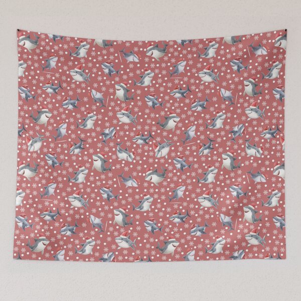 Item preview, Christmas Sharks & Snowflakes on Faded Red designed and sold by KSimpson838.