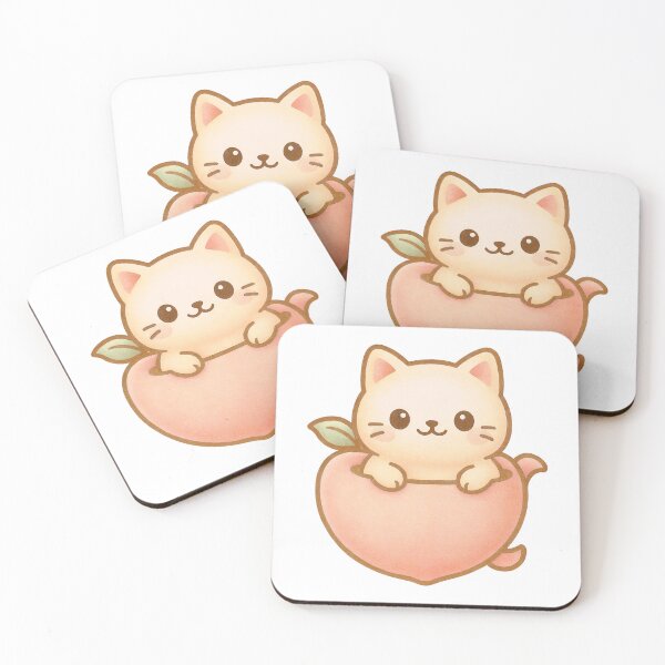 Item preview, Cute cartoon cat sitting on a peach with a sweet expression designed and sold by Creative88Art.