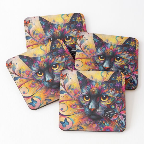 Item preview, Flowered Cat Tapestry designed and sold by TinCatOutPost.