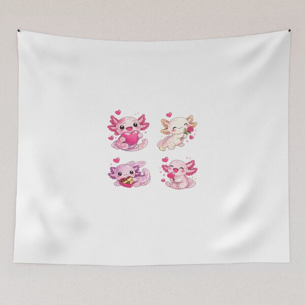 Item preview, Cute Axolotl Valentine Love Set – Kawaii Pink Axolotl Illustration designed and sold by RetroPop23.