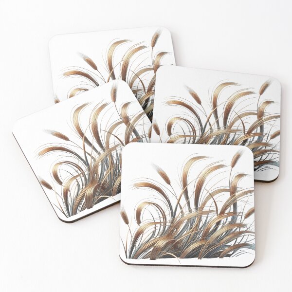 Item preview, Golden cattails swaying in the wind on a black background designed and sold by Creative88Art.