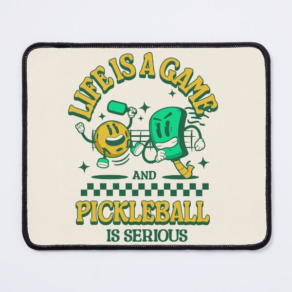 Item preview, ife Is a Game — Pickleball Is Serious | Funny Pickleball Paddle & Ball Cartoon designed and sold by FontenelleTees.