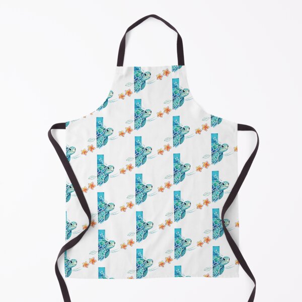 Item preview, Left-Edge Peek Mosaic Sea Turtle in Teal Watercolor with Plumeria designed and sold by zoughlal.