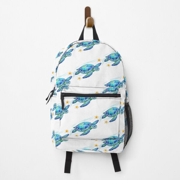 Item preview, Diagonal Swimming Mosaic Sea Turtle with Bubble Trail Watercolor designed and sold by zoughlal.