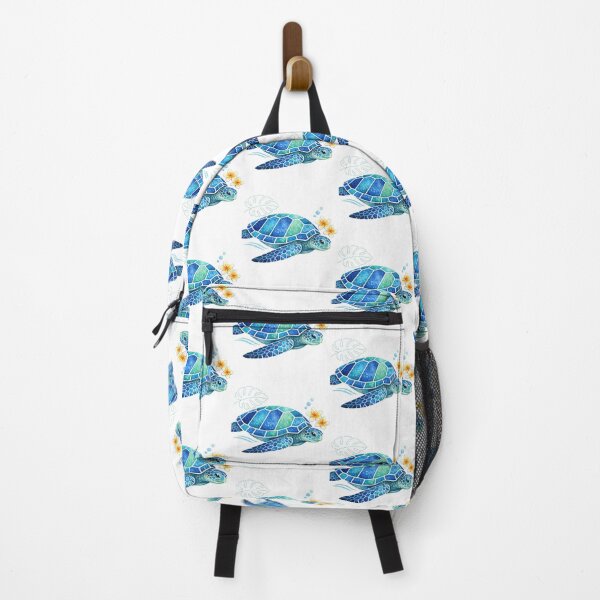 Item preview, Peekaboo Mosaic Sea Turtle with Mint Monstera Outline and Plumeria designed and sold by zoughlal.