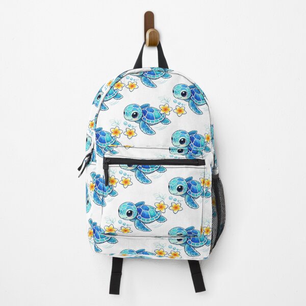 Item preview, Cute Hatchling Mosaic Sea Turtle in Watercolor Teal with Plumeria designed and sold by zoughlal.