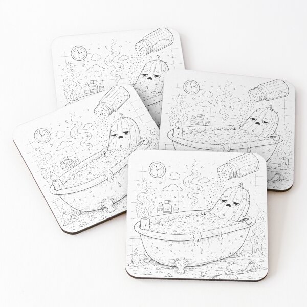 Item preview, Pickle Salt Bath – Spooky Cute Line Art designed and sold by ComedyInkFactor.