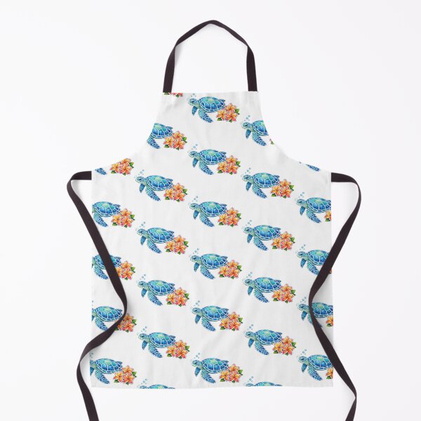 Item preview, Mosaic Sea Turtle with Plumeria Bouquet Accent in Ocean Watercolor designed and sold by zoughlal.