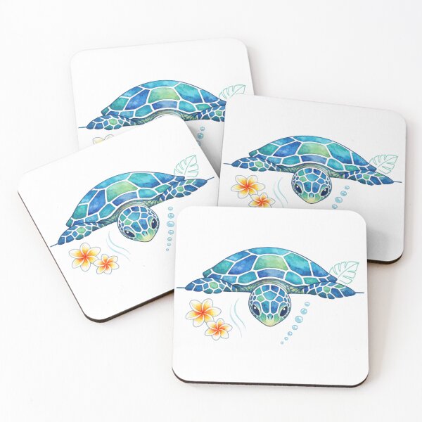 Item preview, Top Peek Mosaic Sea Turtle with Downward Swim Motion and Plumeria designed and sold by zoughlal.