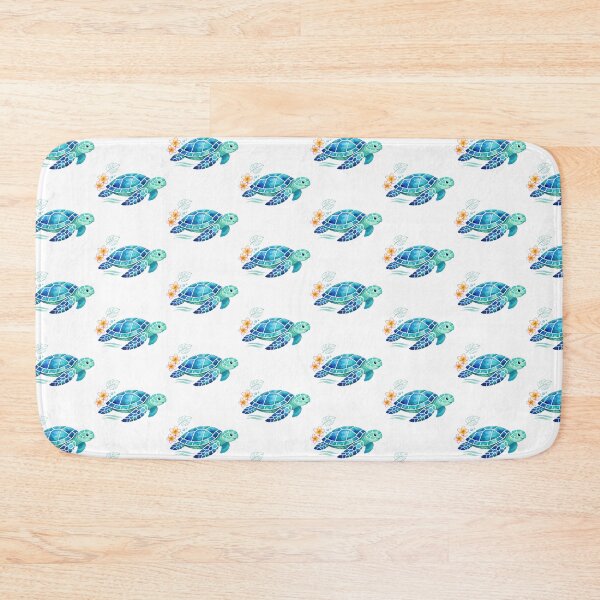Item preview, Side Profile Mosaic Sea Turtle in Teal Watercolor with Plumeria Trail designed and sold by zoughlal.