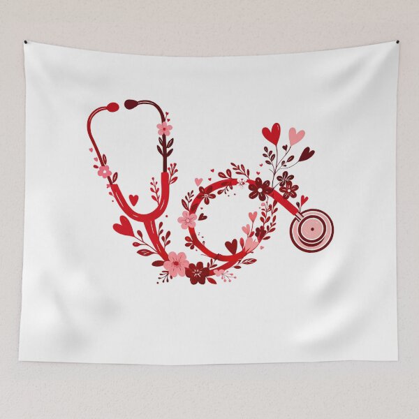 Item preview, Floral Nurse Stethoscope Valentine , Valentines Day Nursing  designed and sold by Starry Night Creative Art.