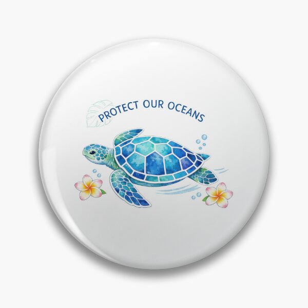 Item preview, Protect Our Oceans Mosaic Sea Turtle with Plumeria Watercolor Quote designed and sold by zoughlal.