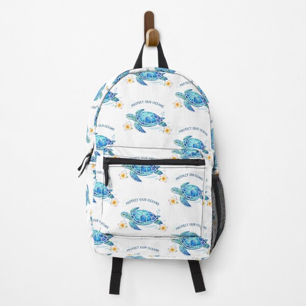 Item preview, Protect Our Oceans Mosaic Sea Turtle with Plumeria Watercolor Quote designed and sold by zoughlal.