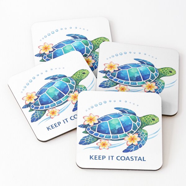 Item preview, Keep It Coastal Mosaic Sea Turtle with Bubble Arc Watercolor designed and sold by zoughlal.