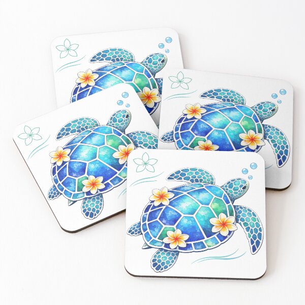 Item preview, Extra White Leading Stained Glass Mosaic Sea Turtle in Teal Watercolor designed and sold by zoughlal.