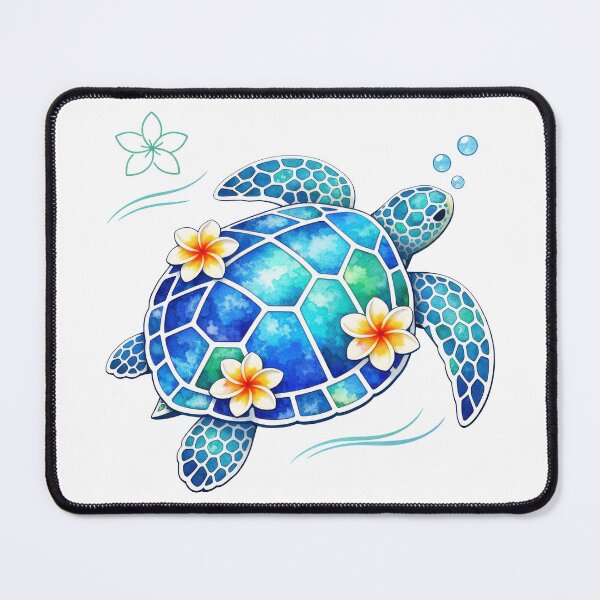 Item preview, Extra White Leading Stained Glass Mosaic Sea Turtle in Teal Watercolor designed and sold by zoughlal.