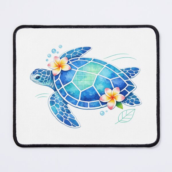 Item preview, Mosaic Sea Turtle with Subtle Mint Grid Overlay in Ocean Watercolor designed and sold by zoughlal.
